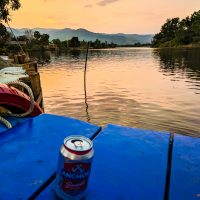 Enjoying sunset with a fresh beer