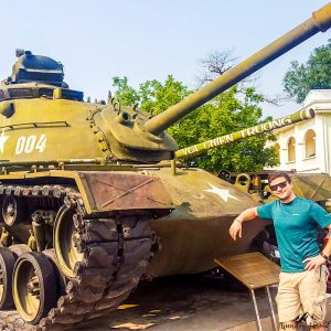 Silviu casually chilling on a tank