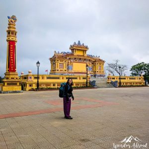 Perine in Hue city with her backpack