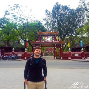 Silviu in Hue city with his backpack