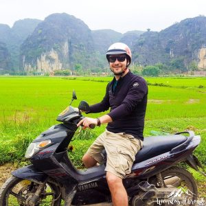 Riding in the rice fields