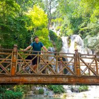 Silviu in front of the main waterfall