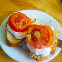 Mozzarella, bread and tomato... after!