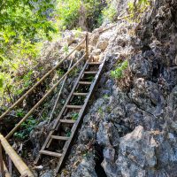 Climbing to the cave