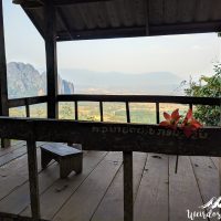 First stop, first viewpoint: Vang Vieng is in the back