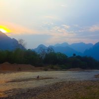 Nam Song river at sunset