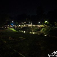 Bamboo bridge at night