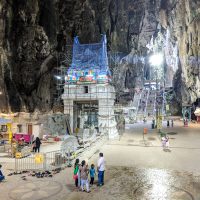 Hindu Temple inside the cave... new building being painted!