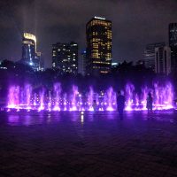 Light show in front of the Petronas Tower