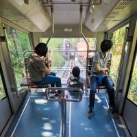 Going up with the funicular