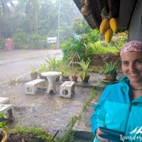 Reading while waiting for the rain to pass