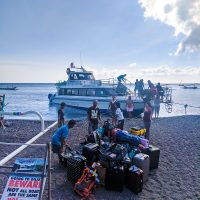 Loading the ferry boat to Gili Trawangan.