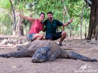 With the help of the rangers, we manage to get a good family photo. Komodo Island, Komodo National Park.