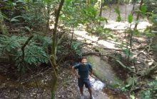 Silviu about to climb a small rock