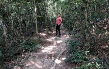 Posing on the trail to Corcovado