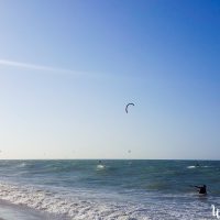 First steps in the water with the kite, no board yet