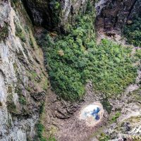 So this is where the waterfall end up. Not just straight down the cliff but a fit further away because there are being pushed away by the wind.